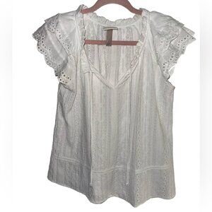 Knox Rose White Eyelet Lace Blouse size small